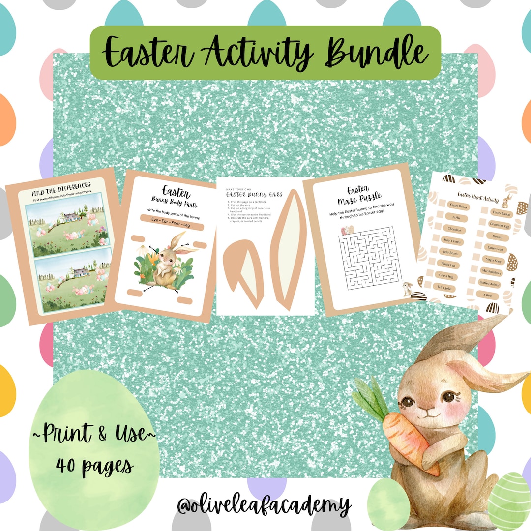 Printable Easter Activity Bundle for Kids, Easter Worksheets for Kids ...