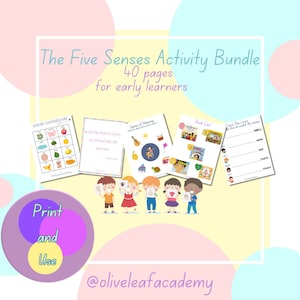 The Five Senses Activity Bundle for Preschool and Kindergarten, Homeschool Resources, Montessori, Digital Downlaod, Science