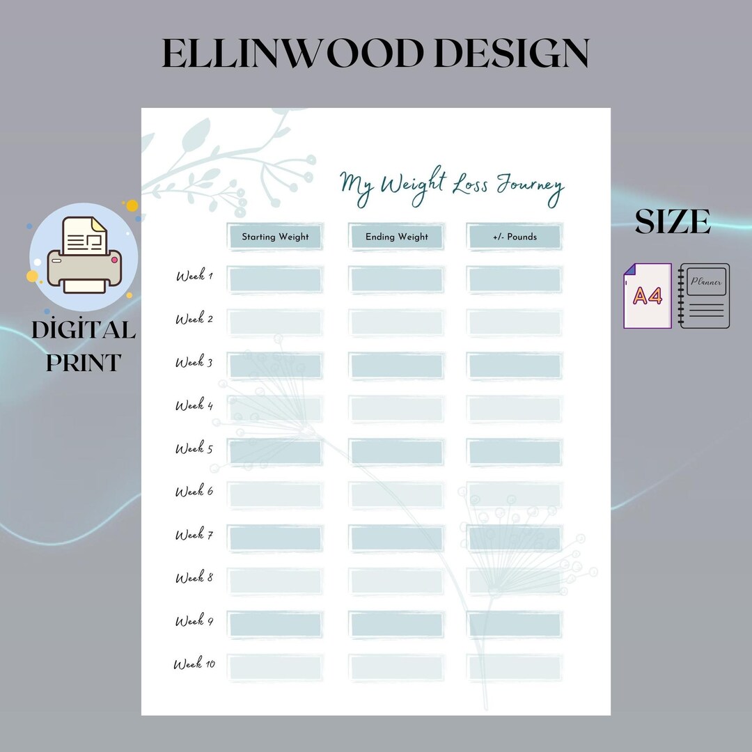 My Weight Loss Journey Tracker Planner / Printable Planner / Etsy