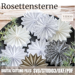 3D Paper Star Cutting File | Rosette Star | Gift Wrapping | SVG DXF PDF Studio3 | Digital Download