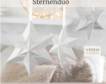 3D Star Cutting File | Star Duo | Christmas Star SVG DXF PDF | Digital Download