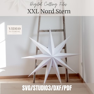 Archivo de corte de estrella de papel 3D | Estrella polar XXL | Estrella de Navidad | SVG, dxf, pdf, Studio3 | Descarga digital