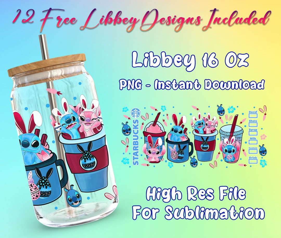 Cartoon 16 Oz Libbey Glass Can Wrap Png Sublimation, Easter Day Libbey ...