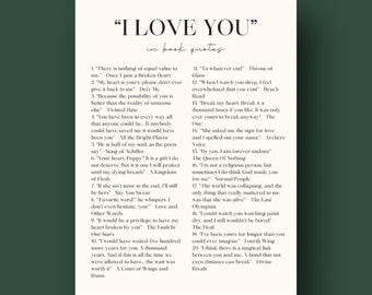 I Love You In Book Quotes Print/Bookish Print/Book Print/Bookworm Print/Book Lover Print/Bookish Wall Art