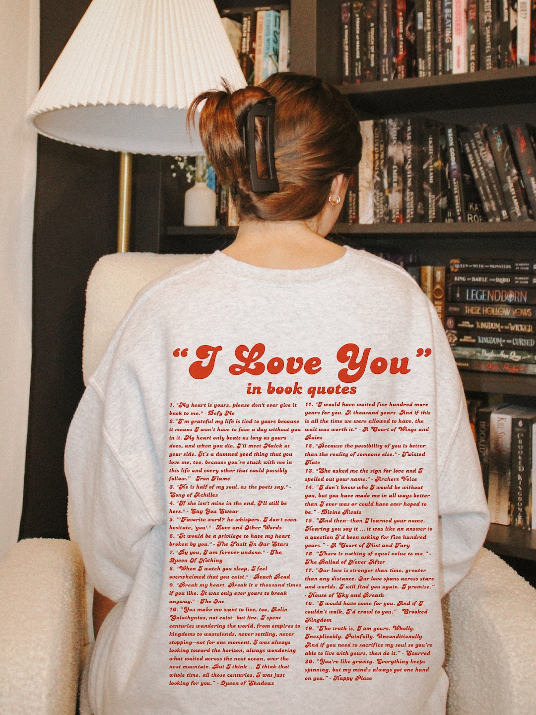 I Love You in Book Quotes Sweatshirt / Book Sweatshirt / Bookish I Love You in Book Quotes Sweatshirt / Book Sweatshirt / Bookish