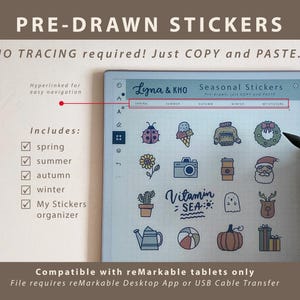 Color Seasonal Stickers for reMarkable Paper Pro and Move: Spring, Summer, Autumn, Winter, Halloween and Christmas Doodles (COPY and PASTE) image 2