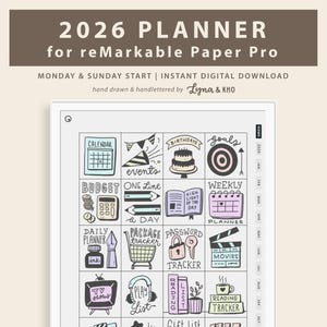 2026 Planner for reMarkable Paper Pro: Color Hypelinked Monthly, Weekly and Daily Planner PDF (Instant Digital Download)