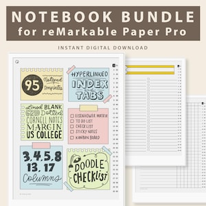 Notebook Bundle for reMarkable Paper Pro: 95 Hyperlinked Productivity Notepads