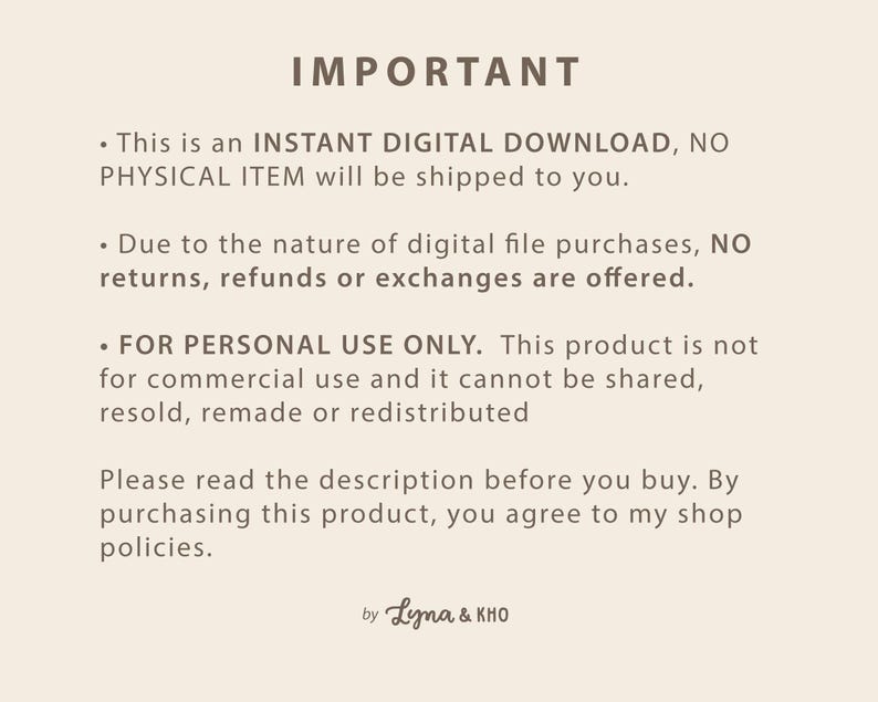 This is an Instant Digital Download,No physical item will be shipped to you. For personal use only.