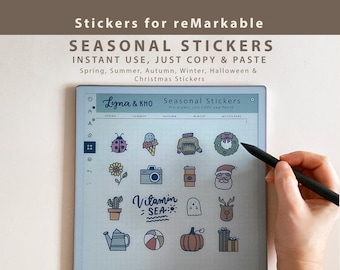Color Seasonal Stickers for reMarkable Paper Pro and Move: Spring, Summer, Autumn, Winter, Halloween and Christmas Doodles (COPY and PASTE)