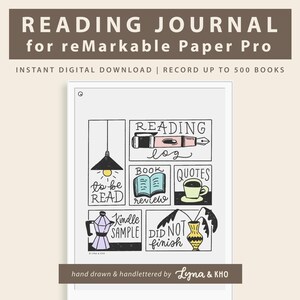 Reading Journal for reMarkable Paper Pro: Book Review Tracker (500 books, Instant Digital Download)