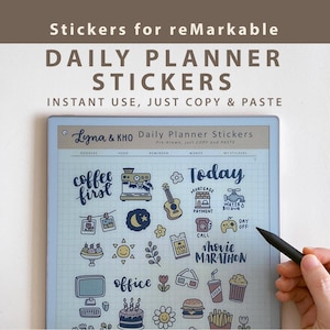 Daily Planner Stickers for reMarkable Paper Pro and Move: Doodles, Food, Reminders, Words (COPY and PASTE)