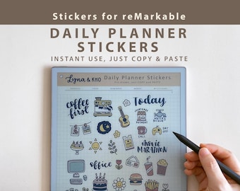 reMarkable Paper Pro と Move 用のデイリープランナーステッカー：落書き、食べ物、リマインダー、言葉（コピー＆ペースト）