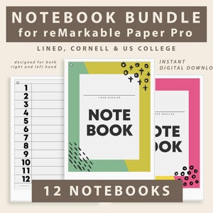 Notebook Bundle for reMarkable Paper Pro: 12 section Hyperlinked Notebook with Index