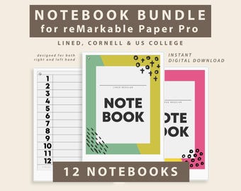Pacote de Cadernos para reMarkable Paper Pro: Caderno com 12 seções hiperlinkadas e índice.
