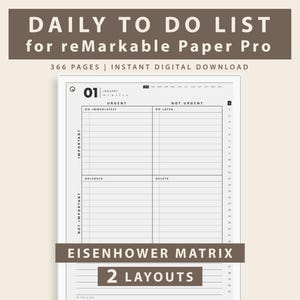 TO DO List for reMarkable Paper Pro: Eisenhower Matrix (PDF Download)