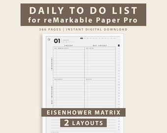 TO DO List for reMarkable Paper Pro: Eisenhower Matrix (PDF Download)