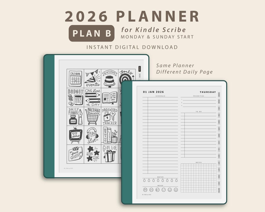 2026 PLAN B Planner for Kindle Scribe: Flexible Daily Page With the ...