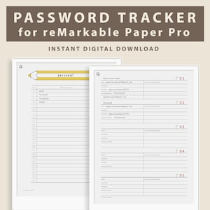 Password Tracker for reMarkable Paper Pro (PDF Download)