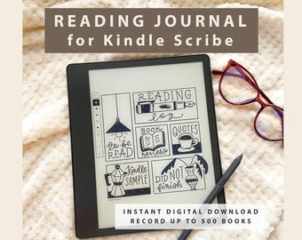 Leesdagboek voor Kindle Scribe: tracker voor boekrecensies (500 boeken, direct digitaal downloaden)