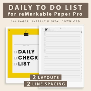 TO DO List for reMarkable Paper Pro: Daily Checklist Notebook (PDF Download)
