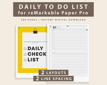 TO DO List for reMarkable Paper Pro: Daily Checklist Notebook (PDF Download)
