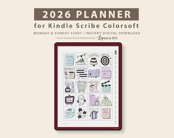 2026 Planner for Kindle Scribe Colorsoft: Monthly, Weekly, Daily Planners (Instant Digital Download)