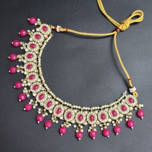 Indian Bollywood Jewelry Set Hot Pink Bridal Choker Punjabi Necklace ...