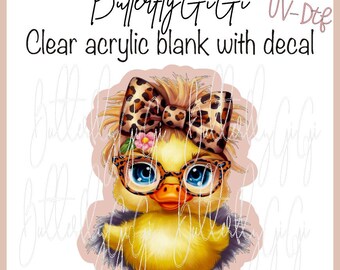 Leopard Duck  UV Dtf decal and Acrylic Blank I Badge Reel Supply