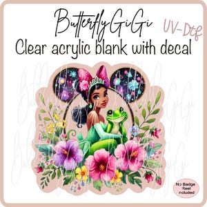 Princess Mouse Ears  UV DTF Acrylic Blank and Decal I Badge Reel Supply