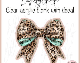 Leopard Teal Bow Acrylic Blank and Decal I Badge Reel Supply