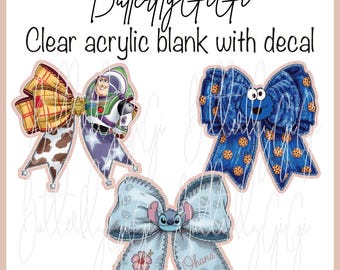 Cartoon Bow  Acrylic Blank and Decal I Badge Reel Supplies
