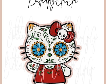 Kitty Dia de los Muertos Acrylic Blank and Decal I Badge Reel Supply