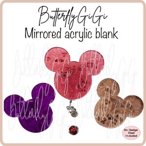 Mirrored Mouse Ears Acrylic Blank  I Badge Reel Supply