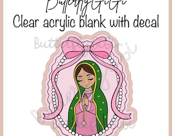 Bow Virgin Mary Acrylic Blank and Decal I Badge Reel Supply