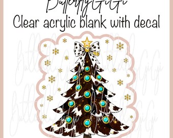 Cowhide Xmas Acrylic Blank and Decal I Badge Reel Supply