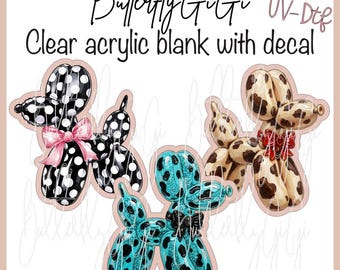 Balloon Dog UV Dtf decal and Acrylic Blank I Badge Reel Supply