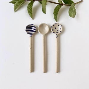 Teaspoon  / Ceramic spoon / Spoon with blue decor / Handmade spoon / Gift for her / Gift for him /Minimalistic design /Table decor