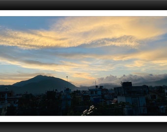 Framed mountain scenery photograph digital photo