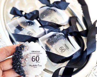 Black Stone Anniversary Magnet Favors: Personalized Party Keepsake