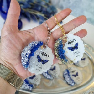 Massen-Gastgeschenke: Gold- und Silber-Schlüsselanhänger für Quinceanera oder Hochzeit, funkelnde blaue Schlüsselanhänger - Perfekte Geburtstags- oder Hochzeitsgastgeschenke