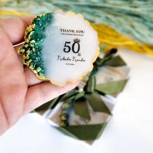 Emerald Green and Dark Blue Party Favor, Adoult Party Gift, Birthday Magnet, Personalized 30th, 40th, 50th, 60th, 70th, 80th, 90th, Birthday