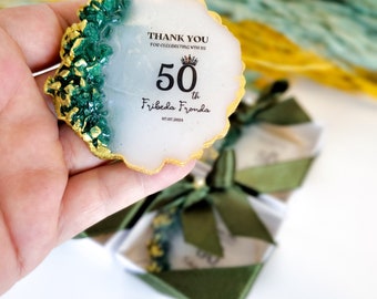 Emerald Green Stone Magnet: Personalized Birthday Party Favor