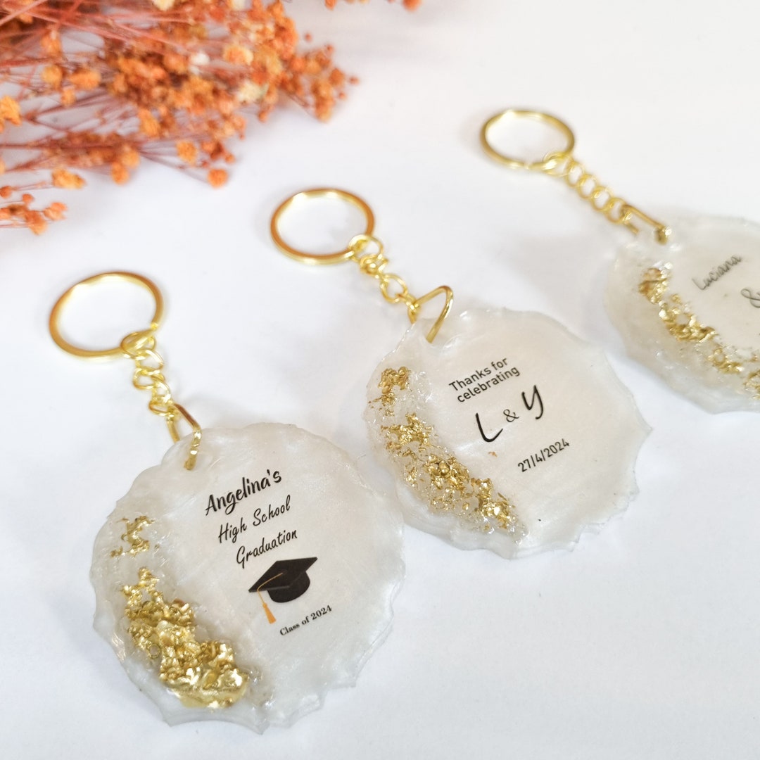 Elegant Set of Silver, Gold Keychains - Gold Wedding Keychain Favor ...