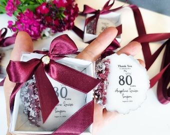 Claret Red Birthday Magnet Favor: Personalized Anniversary Party Decor, 50th, 60th ,70th, 80th, 90th