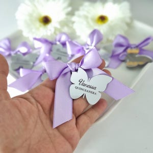 Personalized Butterfly Mirror Tag: Silver & Gold Acrylic Sweet 16 Favor