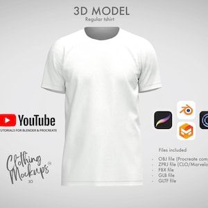 3D T-shirt Procreate .obj .fbx  Marvelous Designer CLO3D