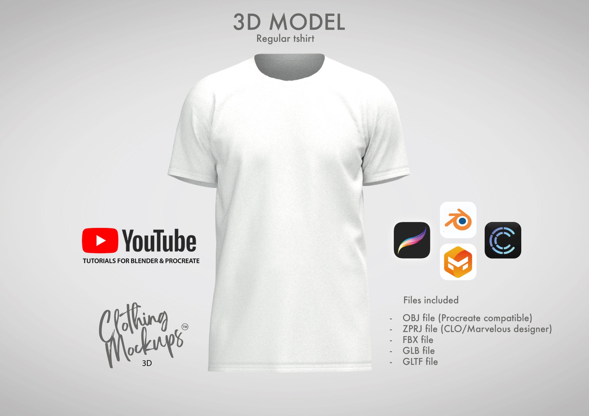 3D T-shirt Procreate .obj .fbx Marvelous Designer CLO3D - Etsy