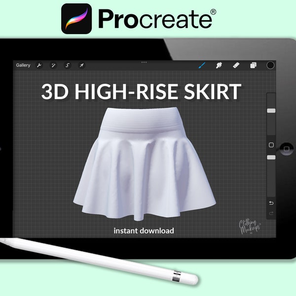 3D Procreate Skirt Fashion Mockup Apparel Design Womenswear Yoga Training Gym Clothing for Art and Graphic Illustration Drawings