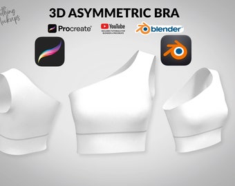 Makieta asymetrycznego biustonosza sportowego 3D: pliki Procreate i Blender